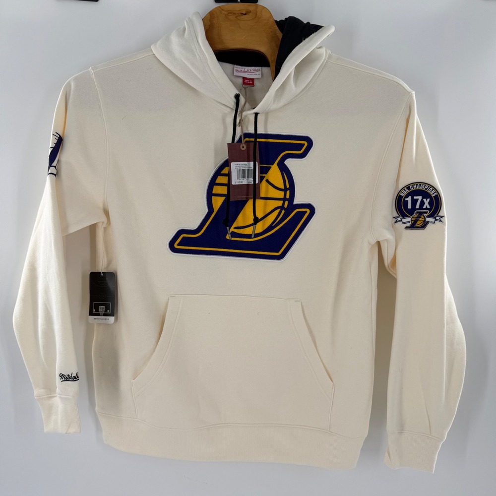 Mitchell & Ness Los Angeles Lakers 17x Champions Hoodie White Cream Mens Large